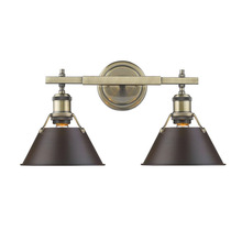 Golden 3306-BA2 AB-RBZ - Orwell AB 2 Light Bath Vanity in Aged Brass with Rubbed Bronze shades