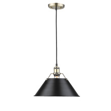 Golden 3306-L AB-BLK - Orwell AB Large Pendant - 14" in Aged Brass with Matte Black shade