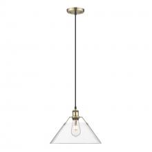 Golden 3306-L AB-CLR - Orwell AB Large Pendant - 14" Aged Brass with Clear Glass