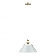 Golden 3306-L AB-DB - Orwell AB Large Pendant - 14" in Aged Brass with Dusky Blue shade