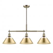 Golden 3306-LP AB-BCB - Orwell AB 3 Light Linear Pendant in Aged Brass with Brushed Champagne Bronze shades