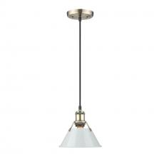 Golden 3306-S AB-DB - Orwell AB Small Pendant - 7" Aged Brass with Dusky Blue shade