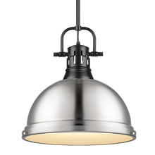 Golden 3604-L BLK-PW - Duncan Large Pendant with Rod