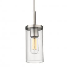 Golden 7011-M1L PW-CLR - Winslett Mini Pendant in Pewter with Ribbed Clear Glass Shade
