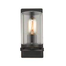 Golden 7041-1W BLK-CLR - Monroe 1 Light Wall Sconce in Matte Black with Gold Highlights and Clear Glass
