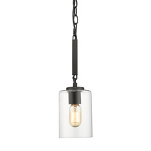 Golden 7041-M1L BLK-CLR - Monroe Mini Pendant in Matte Black with Gold Highlights and Clear Glass