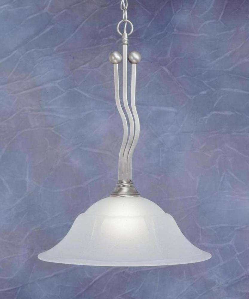 One Light Brushed Nickel Dew Drop Glass Down Pendant