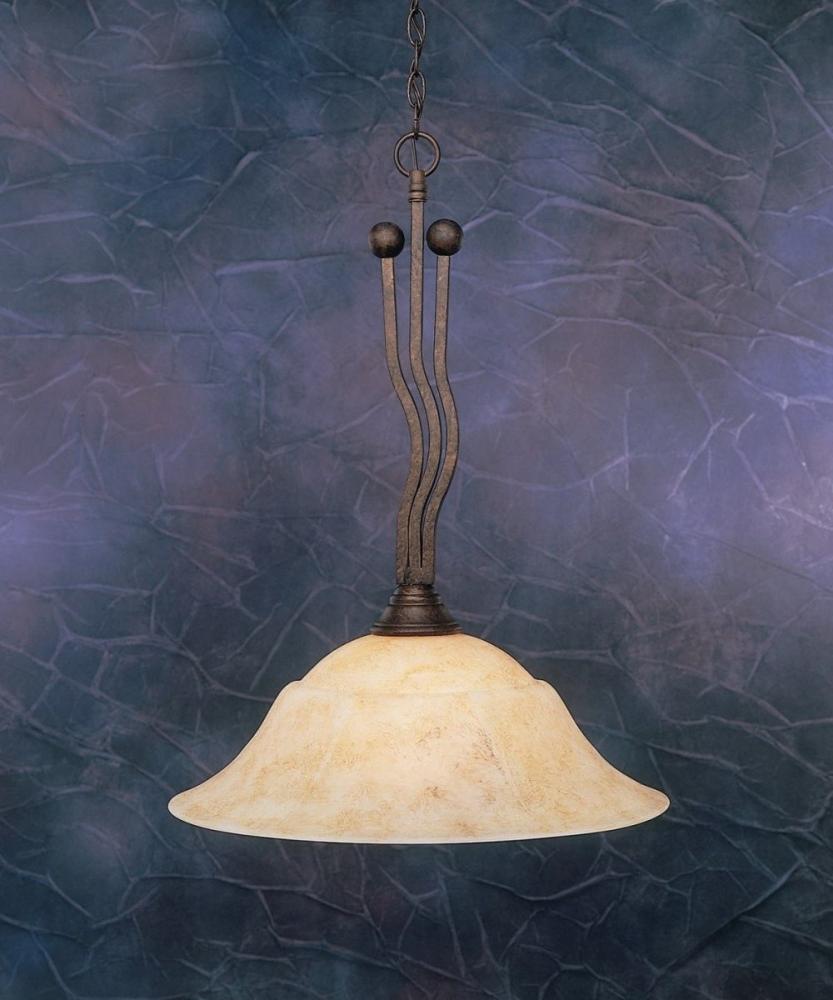 One Light Bronze Italian Marble Glass Down Pendant
