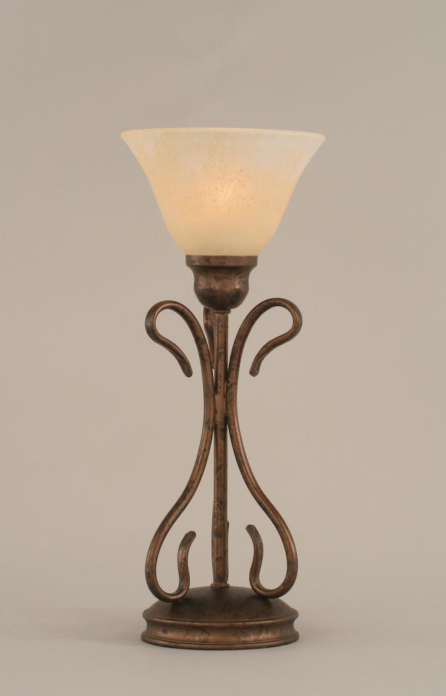 One Light Bronze Amber Marble Glass Table Lamp