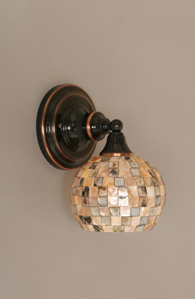 One Light Black Copper Seashell Glass Wall Light