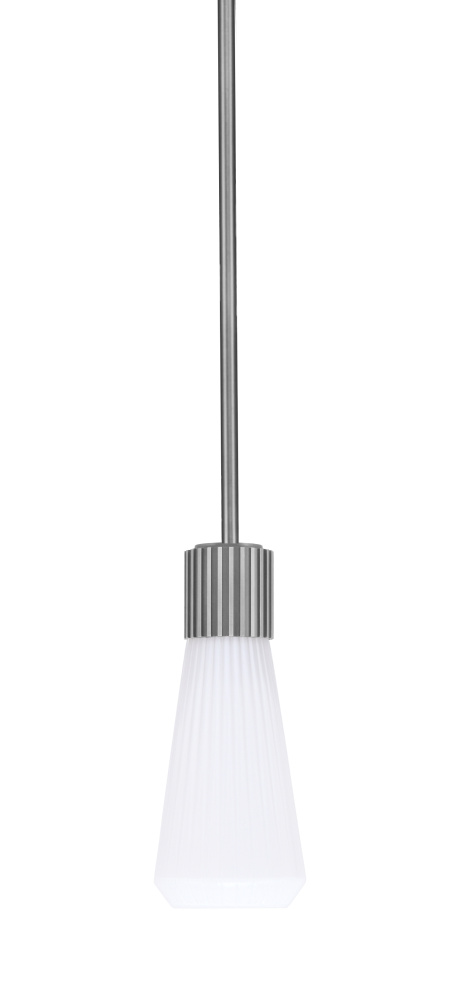 Everleigh Stem Hung Mini Pendant Shown in Graphite Finish with 4" White Glass