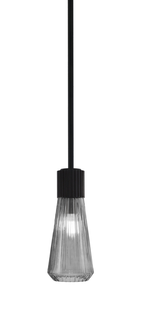 Everleigh Stem Hung Mini Pendant Shown in Matte Black Finish with 4" Smoke Glass
