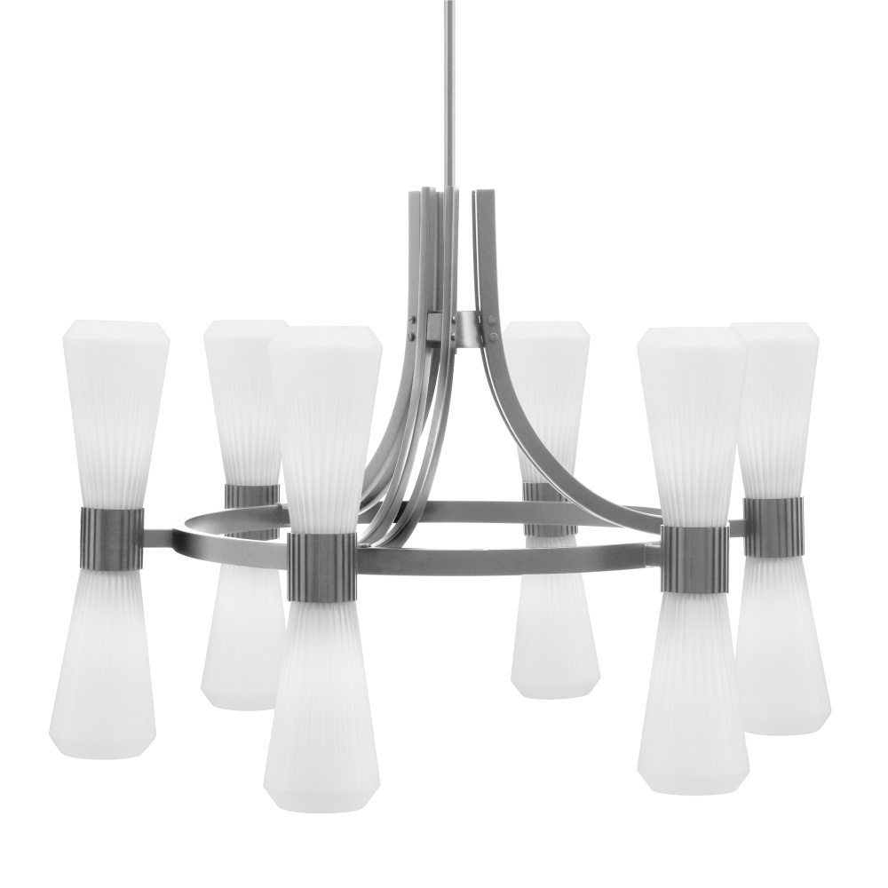 Everleigh 12 Light Chandelier Shown in Graphite Finish with 4" White Glass