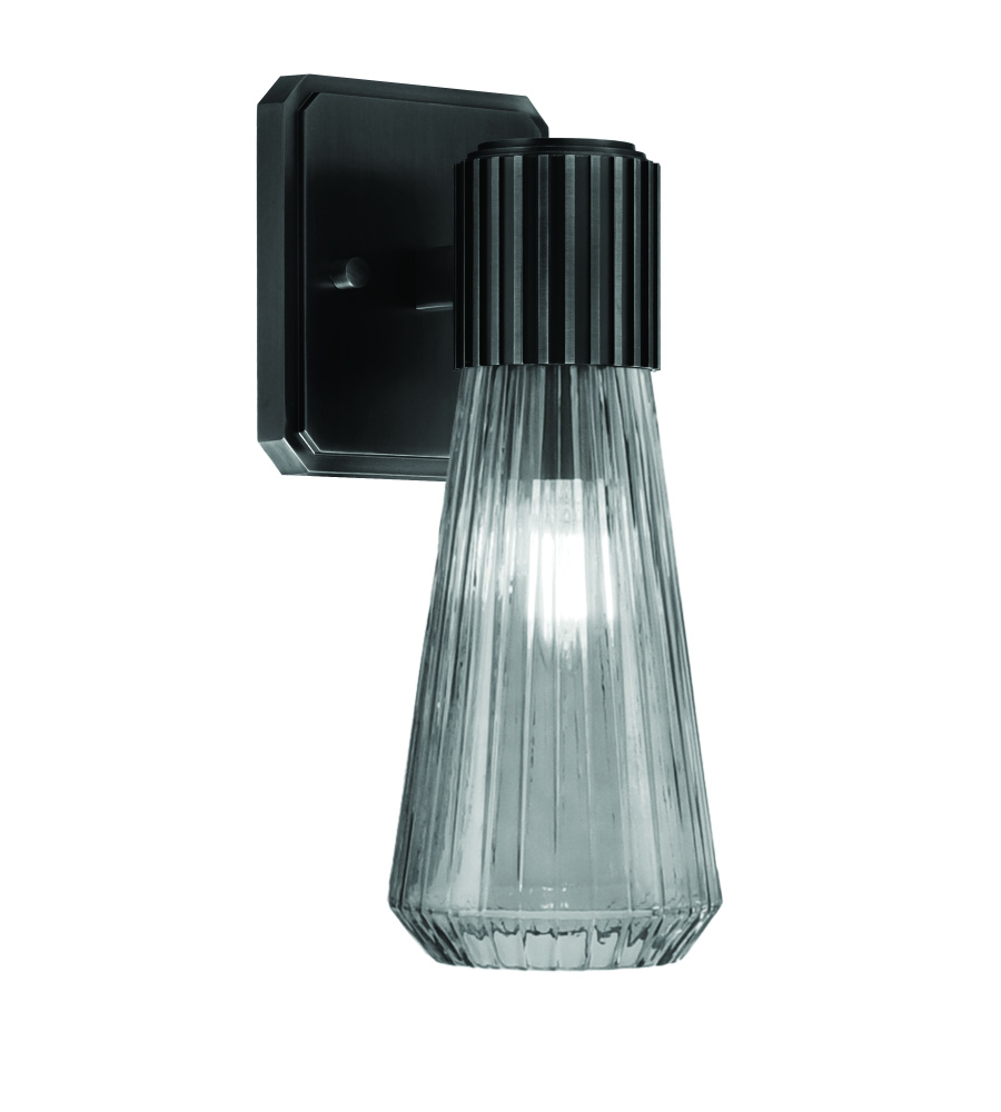 Everleigh Wall Sconce Shown in Matte Black Finish with 4" Smoke Glass