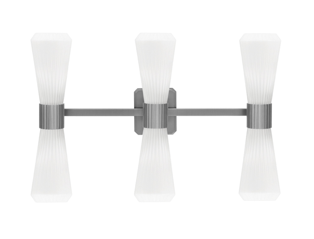 Everleigh 6 Light Bath Bar Shown in Graphite Finish with 4" White Glass