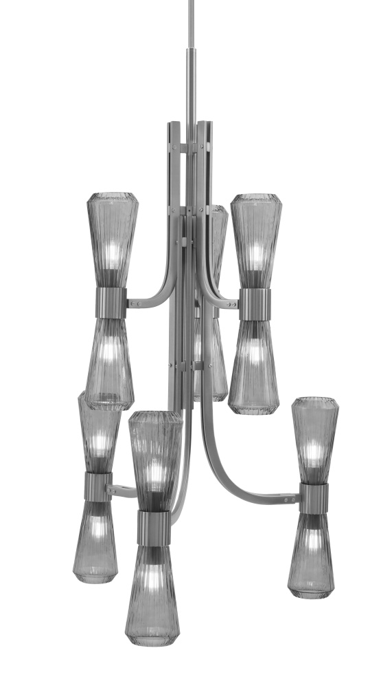 Everleigh 12 Light Chandelier Shown in Graphite Finish with 4" Smoke Glass