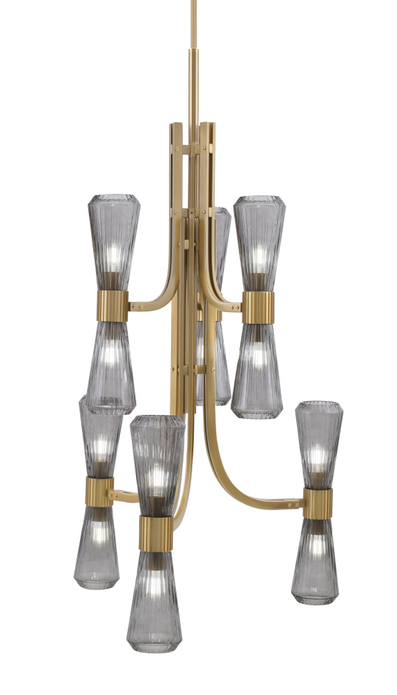 Everleigh 12 Light Chandelier Shown in New Age Brass Finish with 4" Smoke Glass
