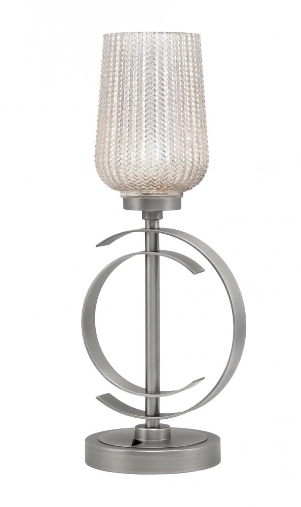 Accent Lamp, Graphite Finish, 5" Silver Textured Glass