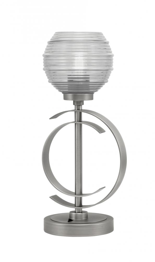 Accent Lamp, Graphite Finish, 6" Clear Ribbed Glass