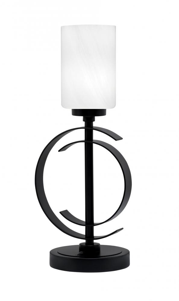 Accent Lamp, Matte Black Finish, 4" White Marble Glass