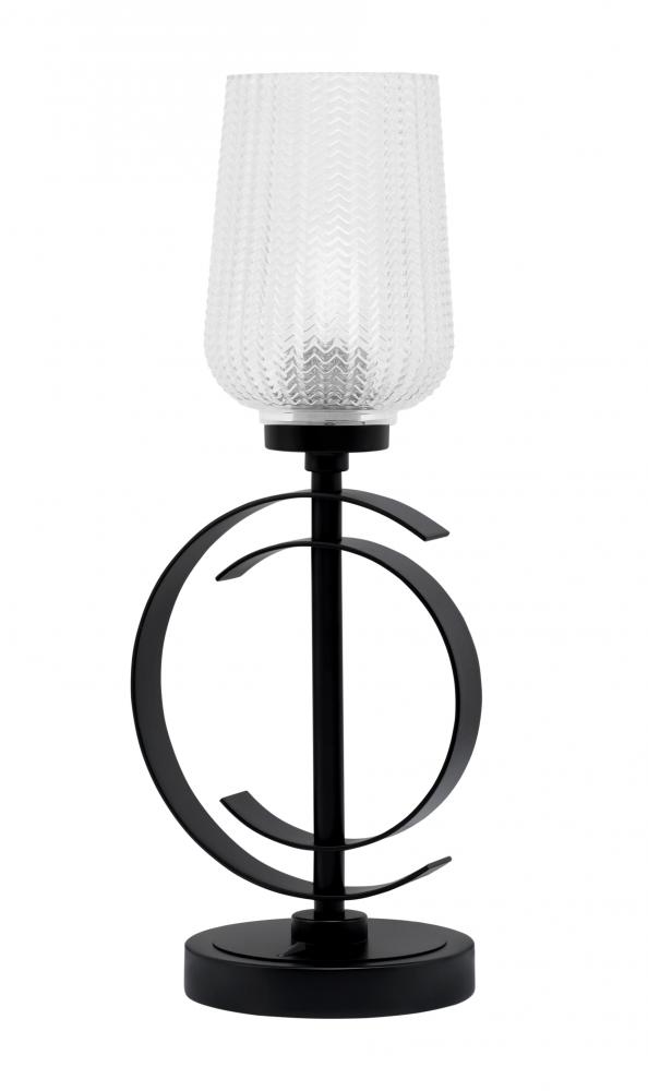 Accent Lamp, Matte Black Finish, 5" Clear Textured Glass