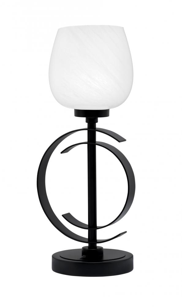 Accent Lamp, Matte Black Finish, 6" White Marble Glass