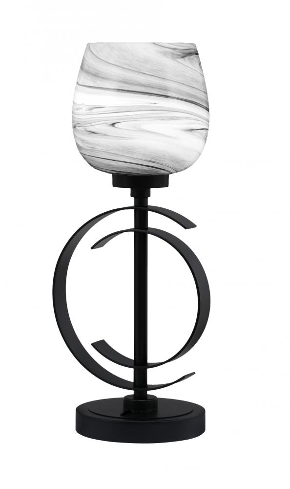 Accent Lamp, Matte Black Finish, 6" Onyx Swirl Glass