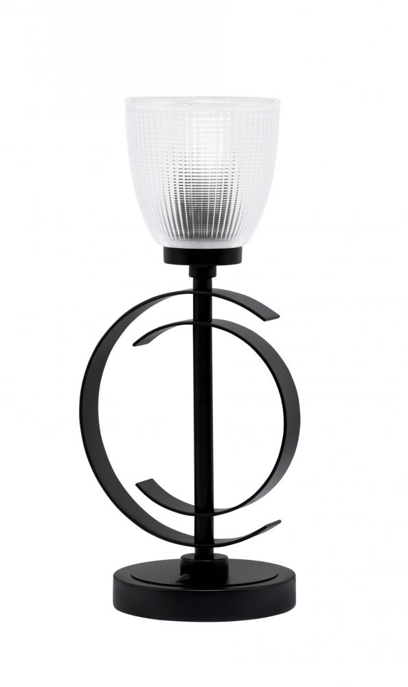 Accent Lamp, Matte Black Finish, 5" Clear Ribbed Glass