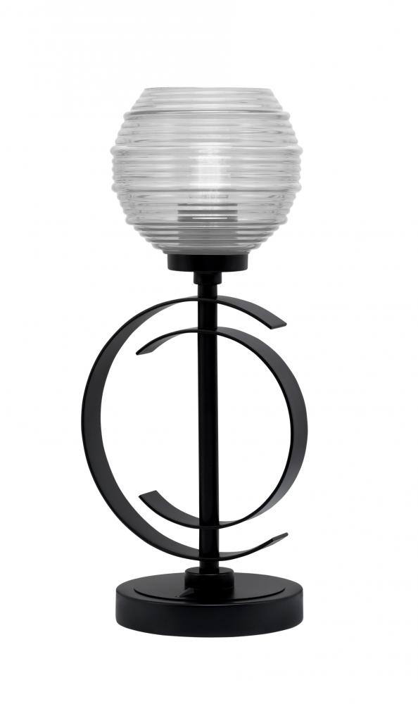 Accent Lamp, Matte Black Finish, 6" Clear Ribbed Glass