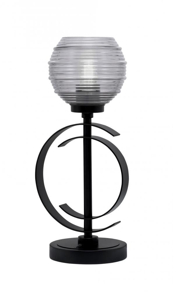 Accent Lamp, Matte Black Finish, 6" Smoke Ribbed Glass