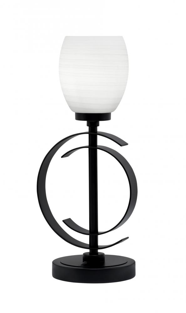 Accent Lamp, Matte Black Finish, 5" White Linen Glass