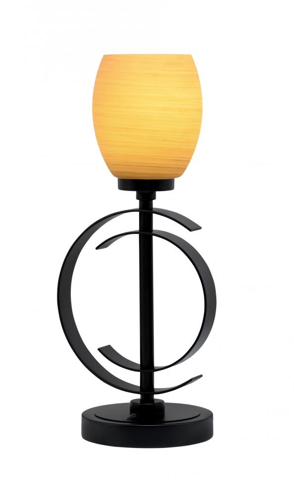 Accent Lamp, Matte Black Finish, 5" Cayenne Linen Glass