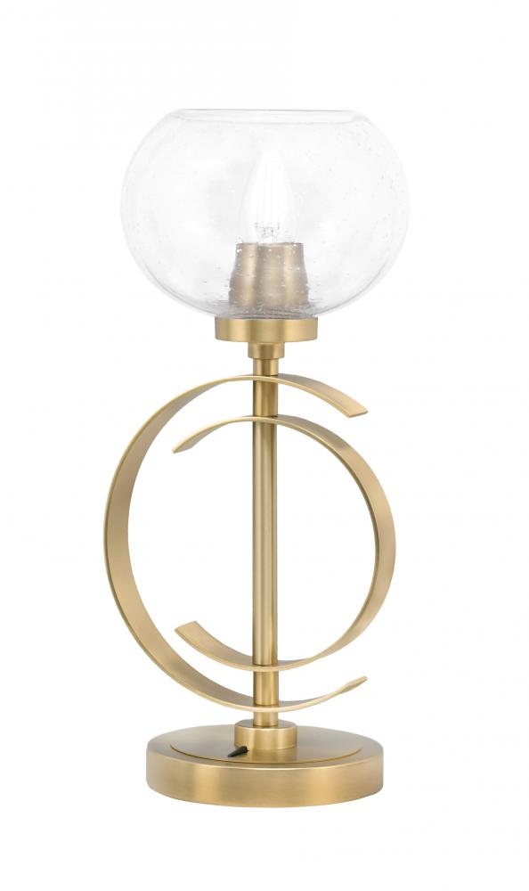Accent Lamp, New Age Brass Finish, 7" Clear Bubble Glass
