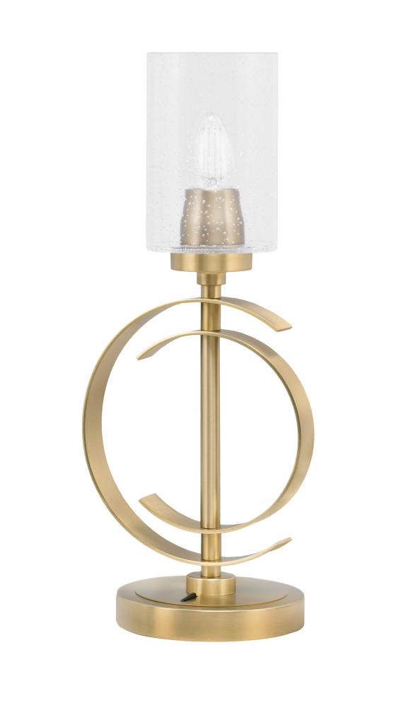 Accent Lamp, New Age Brass Finish, 4" Clear Bubble Glass