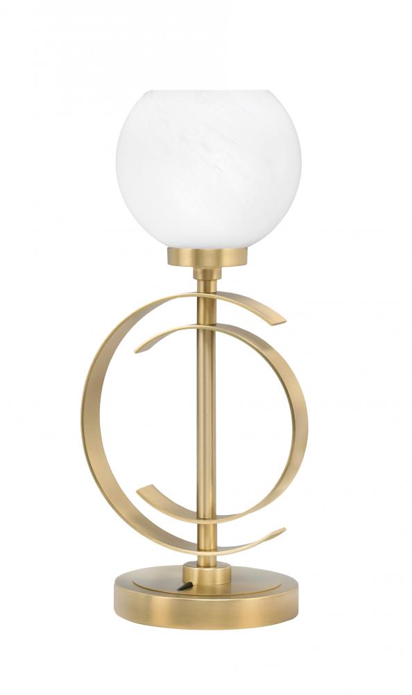 Accent Lamp, New Age Brass Finish, 5.75" White Marble Glass