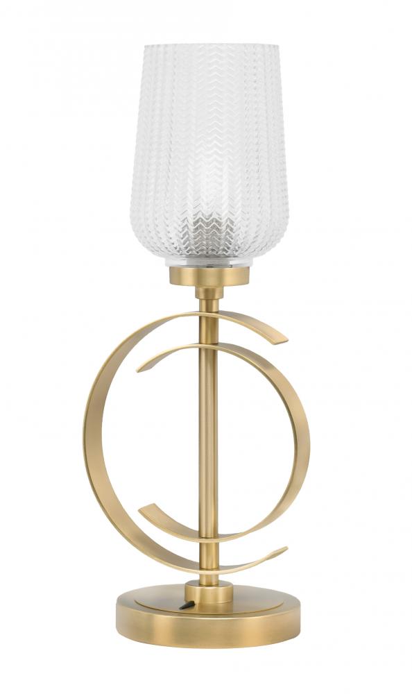 Accent Lamp, New Age Brass Finish, 5" Clear Textured Glass