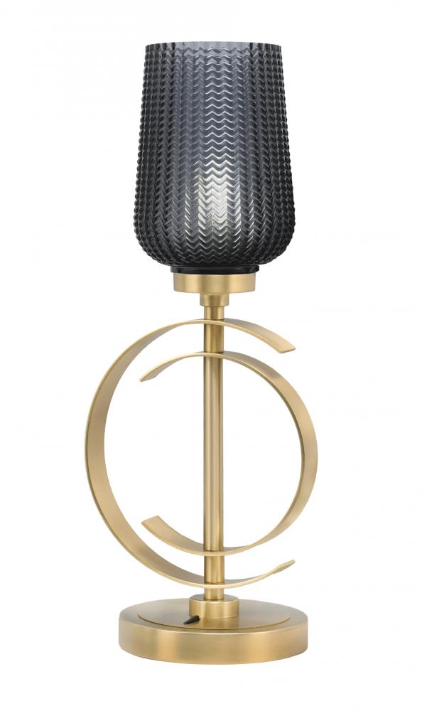 Accent Lamp, New Age Brass Finish, 5" Smoke Textured Glass