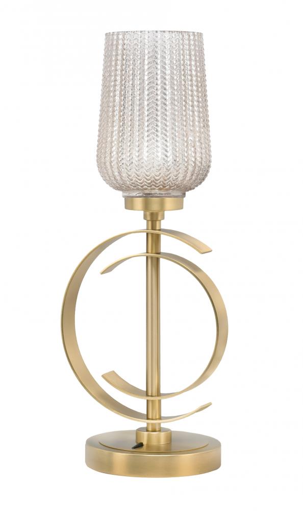 Accent Lamp, New Age Brass Finish, 5" Silver Textured Glass