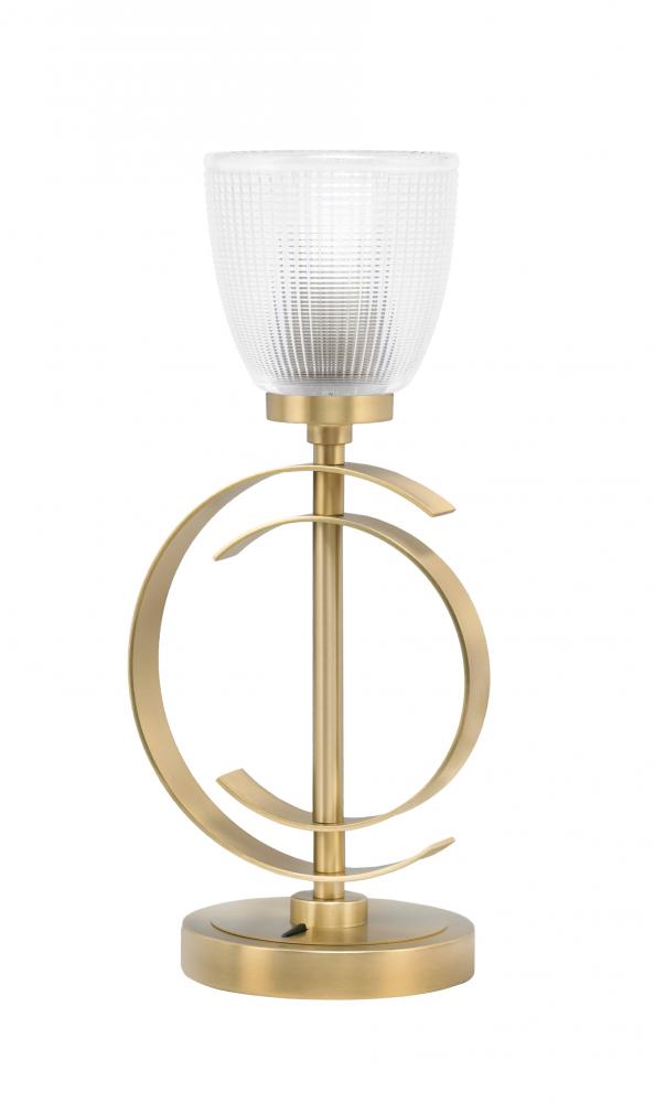 Accent Lamp, New Age Brass Finish, 5" Clear Ribbed Glass