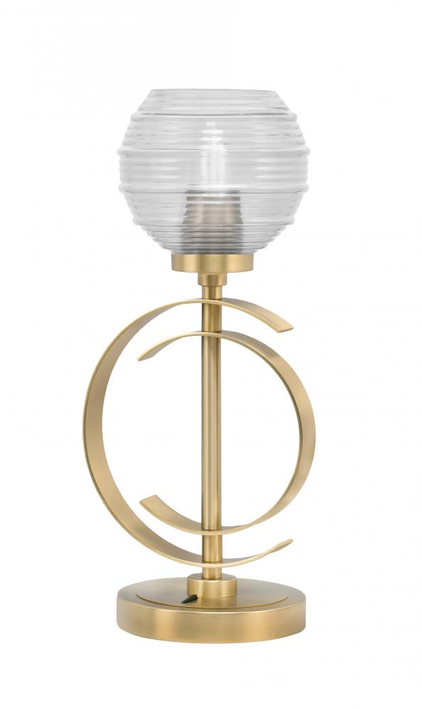 Accent Lamp, New Age Brass Finish, 6" Clear Ribbed Glass