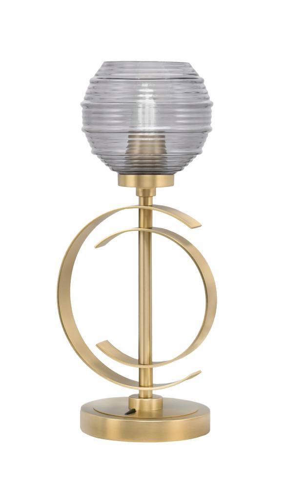 Accent Lamp, New Age Brass Finish, 6" Smoke Ribbed Glass