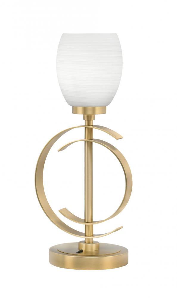 Accent Lamp, New Age Brass Finish, 5" White Linen Glass