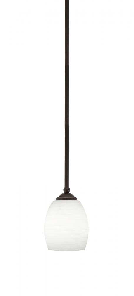 Zilo Stem Hung Mini Pendant, Dark Granite Finish, 5" White Linen Glass