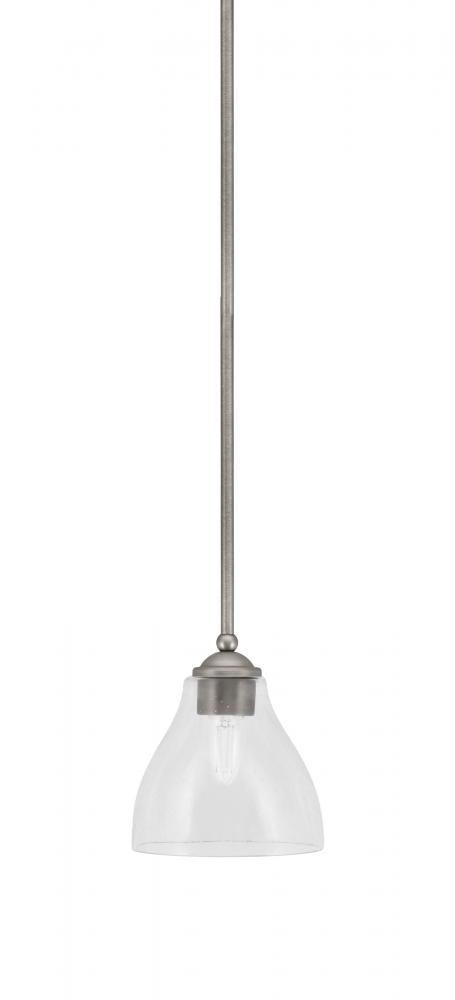 Zilo Stem Mini Pendant, Graphite Finish, 6.25" Clear Bubble Glass