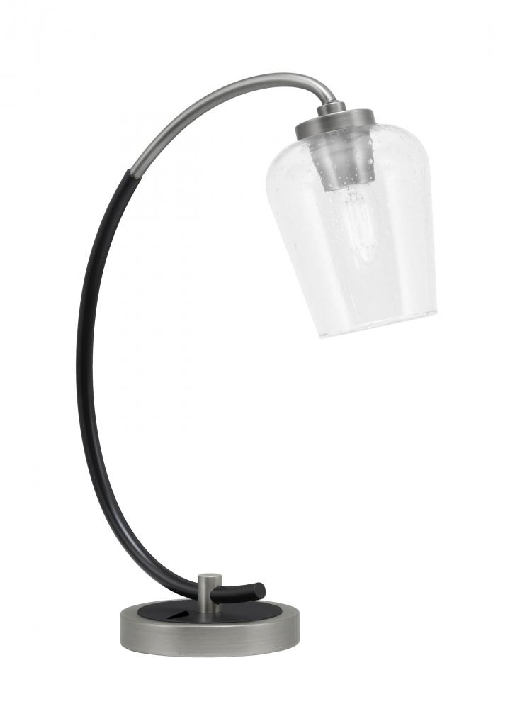 Desk Lamp, Graphite & Matte Black Finish, 5" Clear Bubble Glass