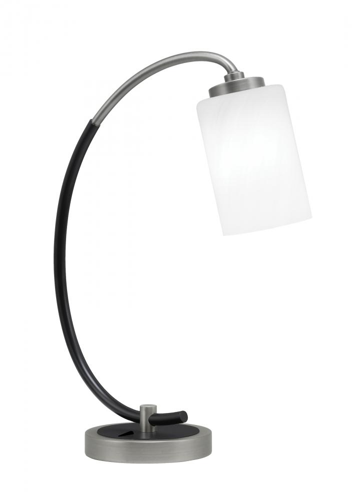 Desk Lamp, Graphite & Matte Black Finish, 4" White Marble Glass