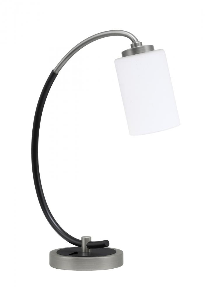 Desk Lamp, Graphite & Matte Black Finish, 4" White Muslin Glass