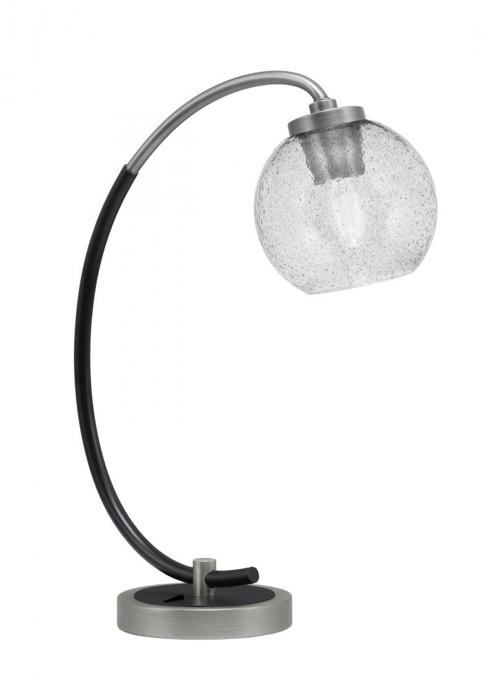 Desk Lamp, Graphite & Matte Black Finish, 5.75" Smoke Bubble Glass