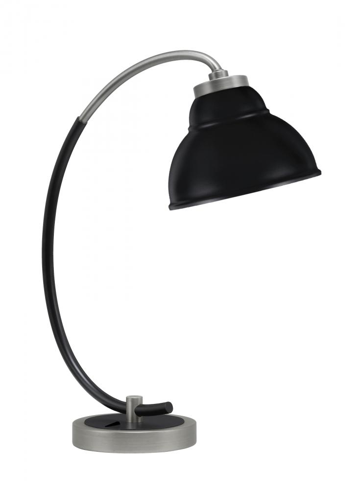 Desk Lamp, Graphite & Matte Black Finish, 7" Matte Black Double Bubble Metal Shade