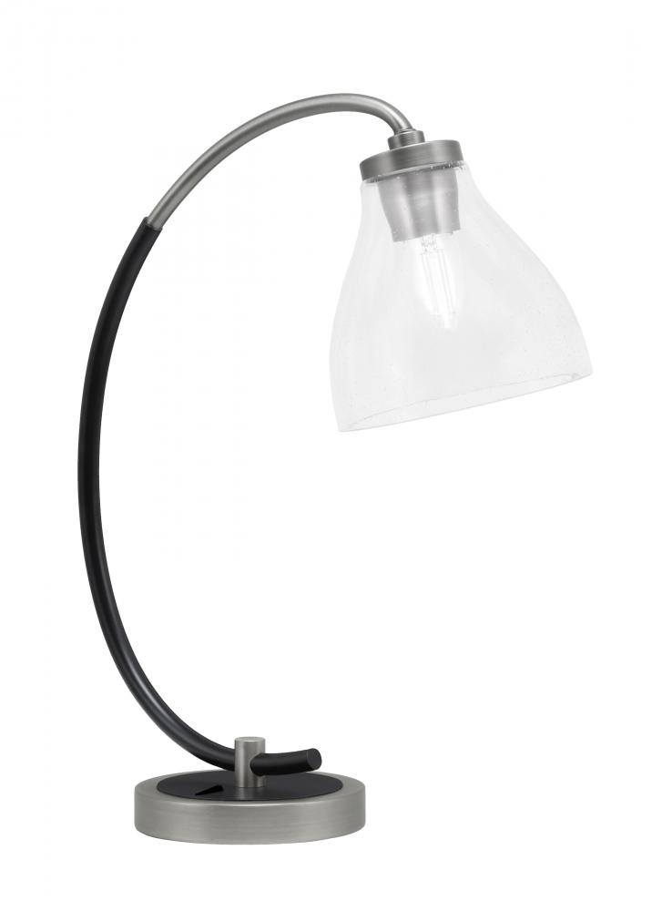 Desk Lamp, Graphite & Matte Black Finish, 6.25" Clear Bubble Glass